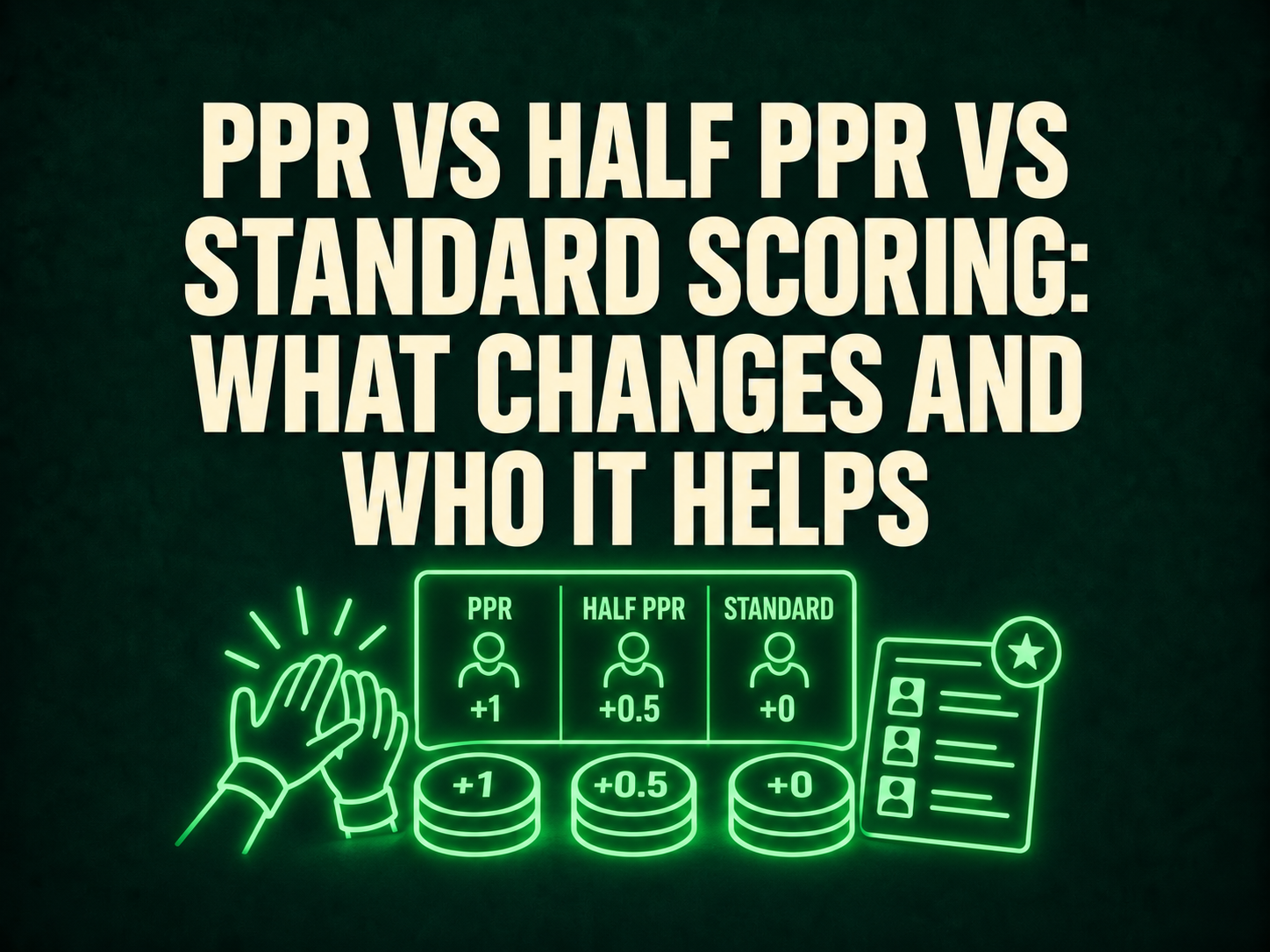 PPR vs Half PPR vs Standard Scoring: What Changes and Who It Helps